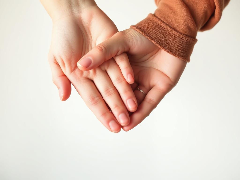Two hands held together in support